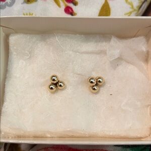14k Three Ball Stud Earrings